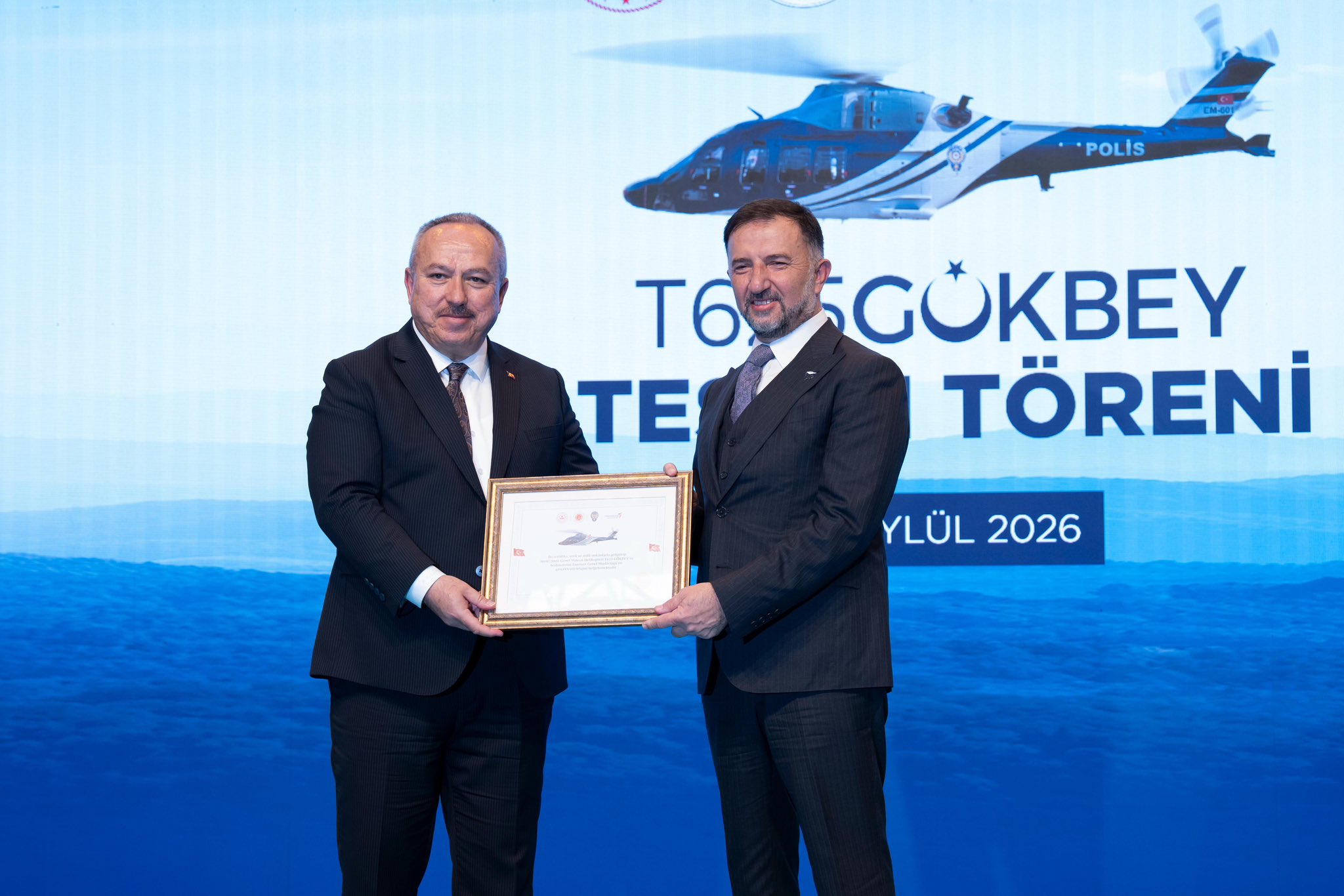 Emniyet Genel Müdürlüğüne teslim edilen TUSAŞ T625 GÖKBEY helikopteri