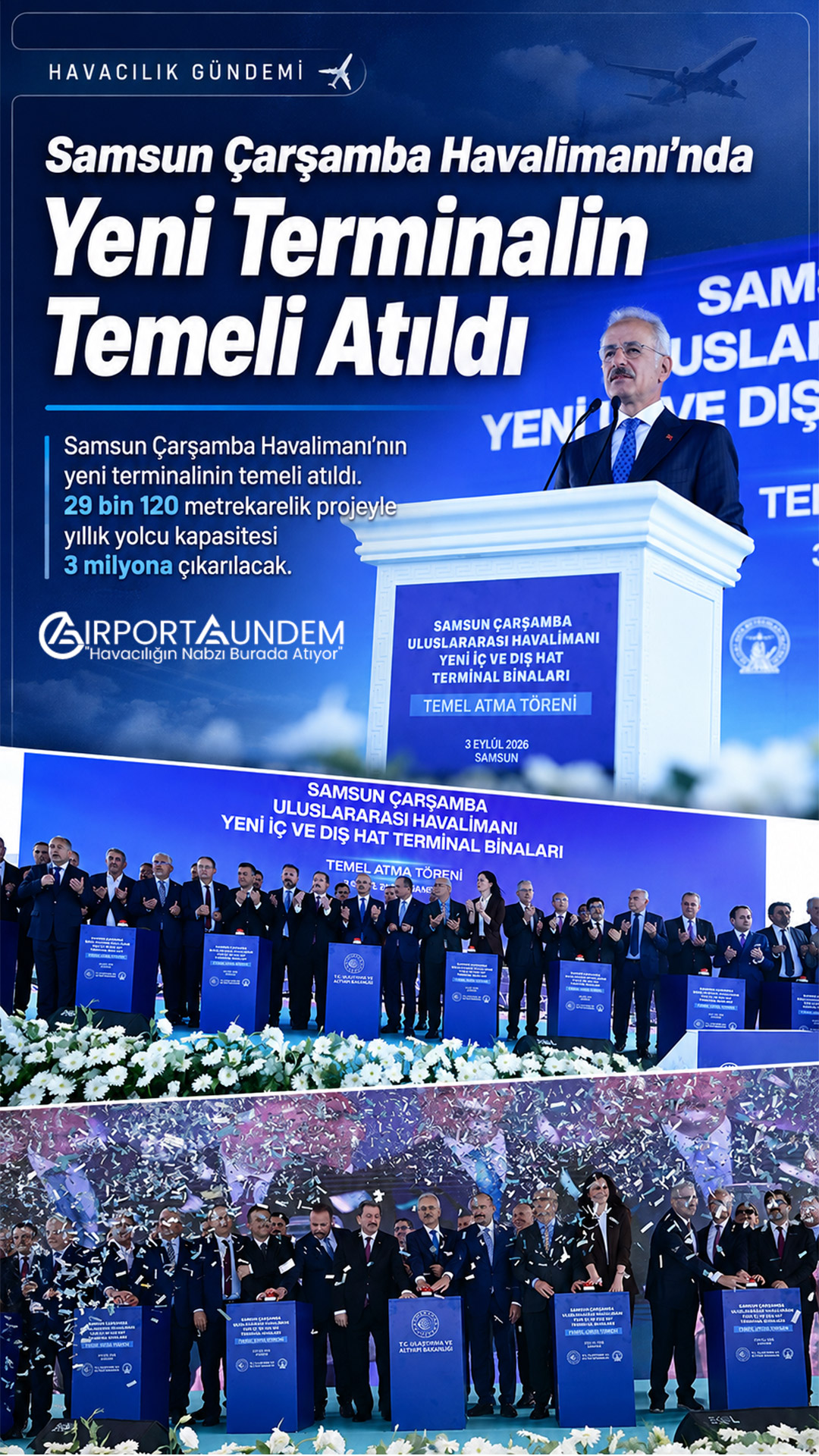 Samsun Havalimanı’nın Kapasitesi 3 Milyona Çıkacak 3 Havacılık Haberleri Samsun Havalimanı Samsun Çarşamba Havalimanı yeni iç ve dış hatlar terminal binası temel atma töreni