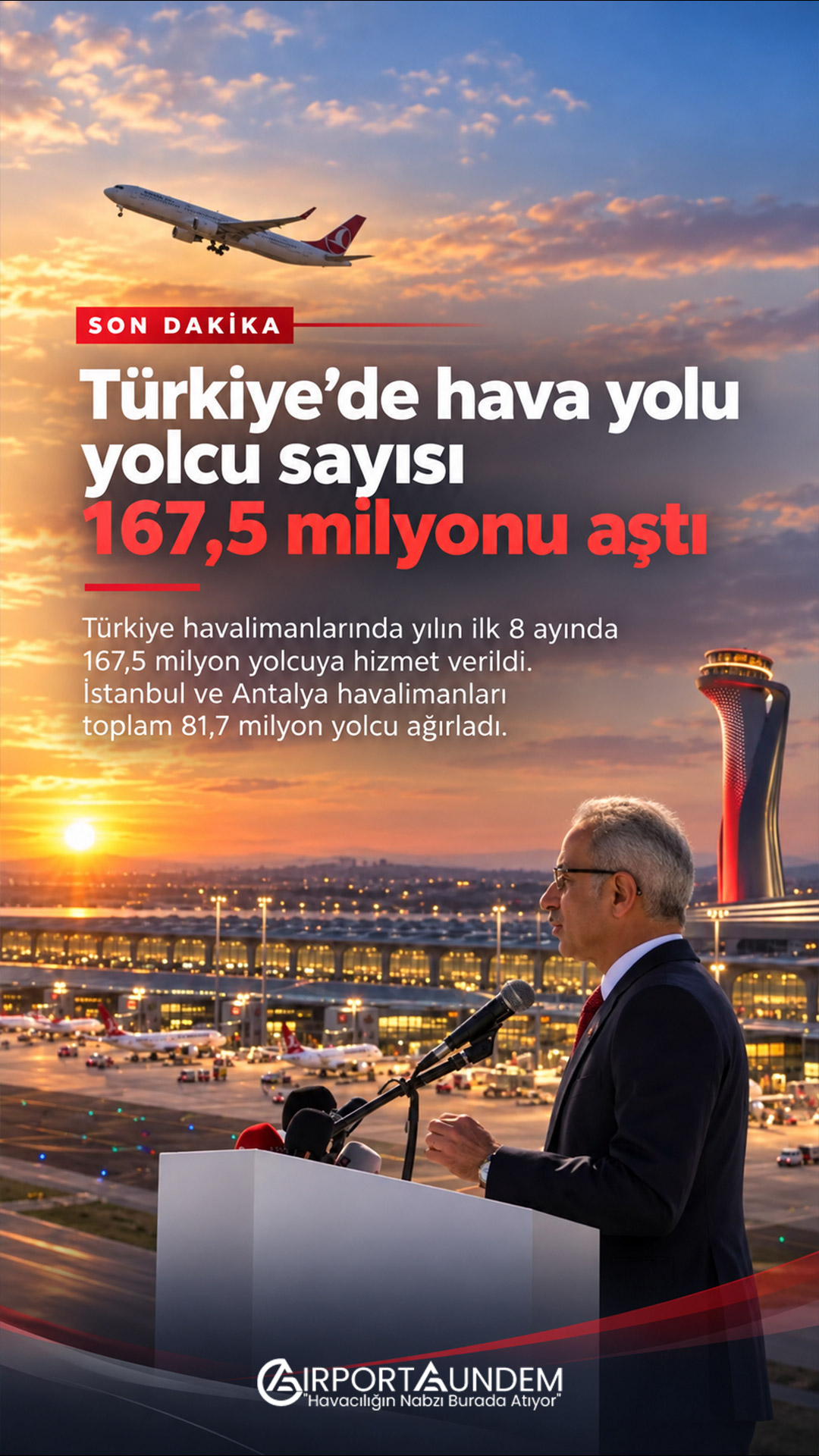 Türkiye’de hava yolu yolcu sayısı 167,5 milyonu aştı 1 Havacılık Haberleri hava yolu Türkiye havalimanlarında yılın ilk 8 ayında 167,5 milyon yolcuya hizmet verildi
