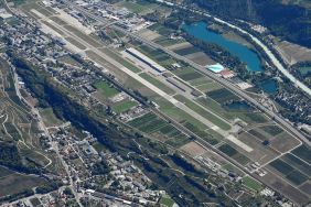 Aerial image of the Sion airport
