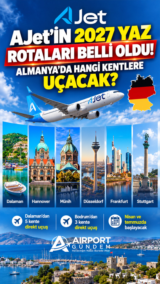 AJet’in 2027 yaz rotaları belli oldu! Almanya’da hangi kentlere uçacak?