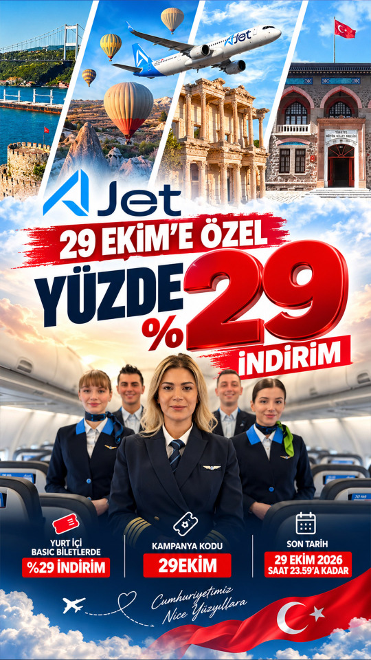 AJet’ten 29 Ekim’e Özel Yüzde 29 İndirim
