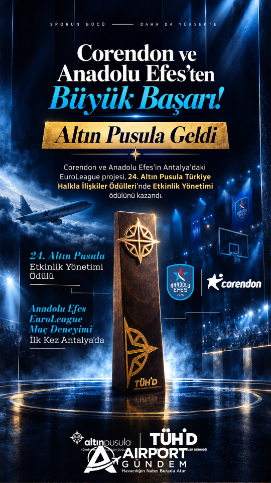 Corendon ve Anadolu Efes’ten Büyük Başarı! Altın Pusula Geldi