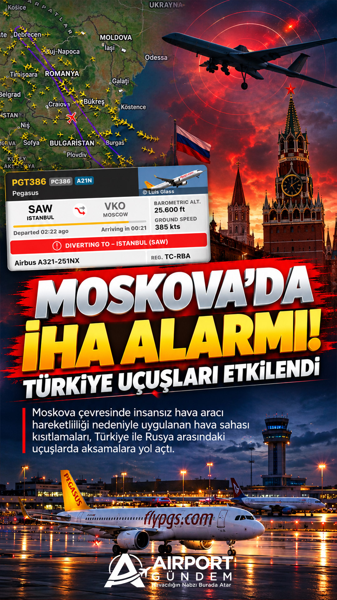 Moskova’da İHA Alarmı! Türkiye Uçuşları Etkilendi