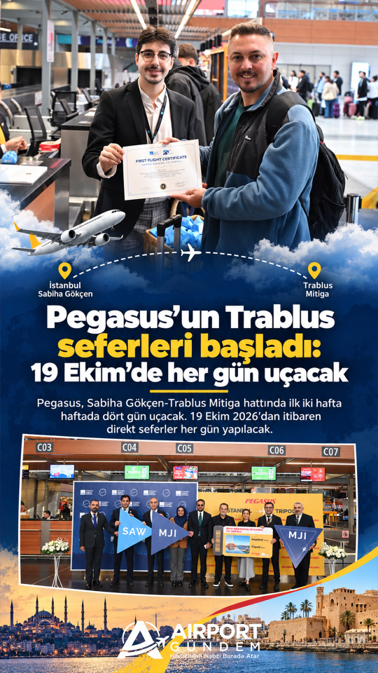 Pegasus’un Trablus seferleri başladı: 19 Ekim’de her gün uçacak