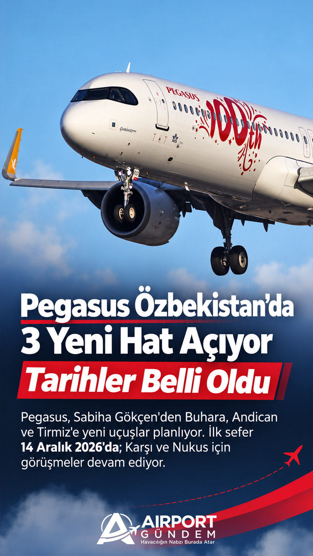 Pegasus Özbekistan’da 3 Yeni Hat Açıyor: Tarihler Belli Oldu
