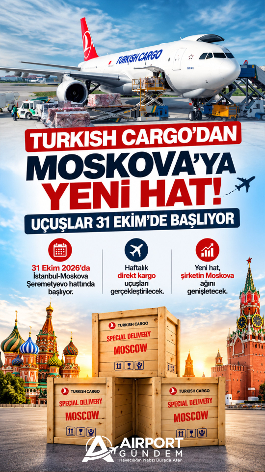 Turkish Cargo’dan Moskova’ya Yeni Hat: Uçuşlar 31 Ekim’de Başlıyor